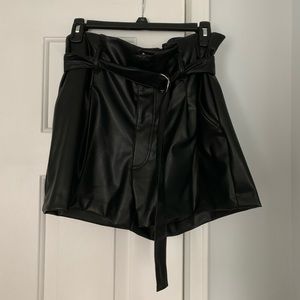 H&M high waist faux leather shorts